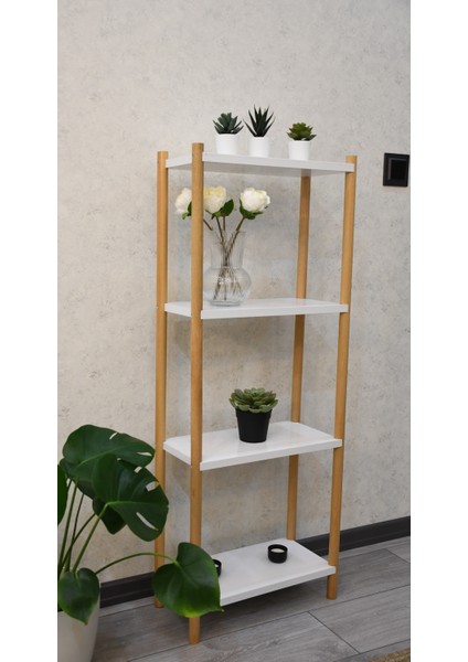 Beyaz Ahşap 4 Raflı Çiçeklik, Saksılık, Çiçek Standı, Dekoratif Raf , Çok Amaçlı Kullanım modelleri