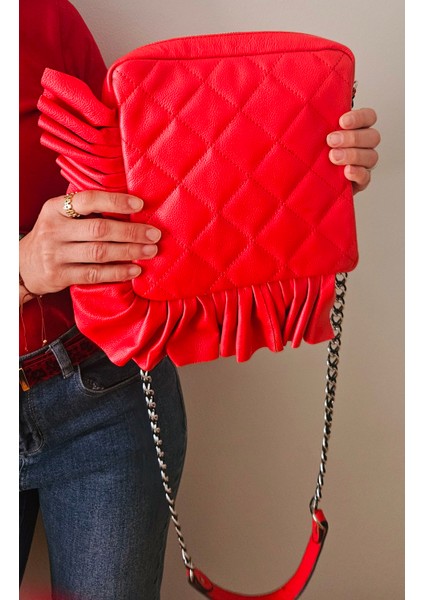 Narçiçeği Fırfırlı Hakiki Deri Çanta fiyatları