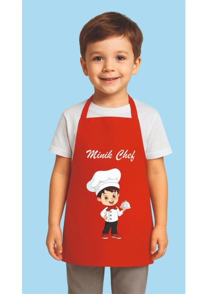 Çocuk Mutfak Önlüğü Etkinlik Önlüğü 4-12 Yaş Aktivite Önlüğü Kırmızı