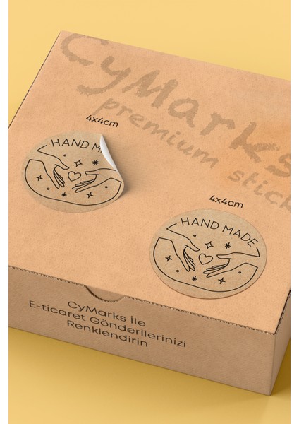 Hand Made Yazılı Sticker Paketleme Kargo Ambalaj Etiketi - 4X4CM 70 Adet fiyatları