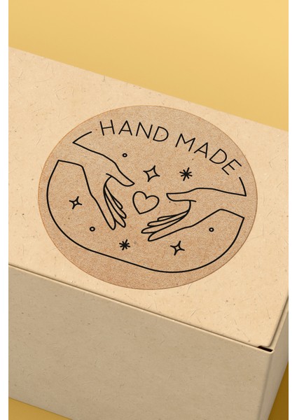 Hand Made Yazılı Sticker Paketleme Kargo Ambalaj Etiketi - 4X4CM 70 Adet