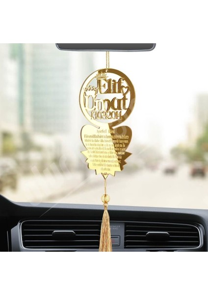 Kişiye Özel Tarihli Ayetel Kürsi Pleksi Araba Dikiz Aynası Süsü
