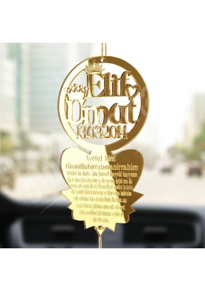 Kişiye Özel Tarihli Ayetel Kürsi Pleksi Araba Dikiz Aynası Süsü fiyatları