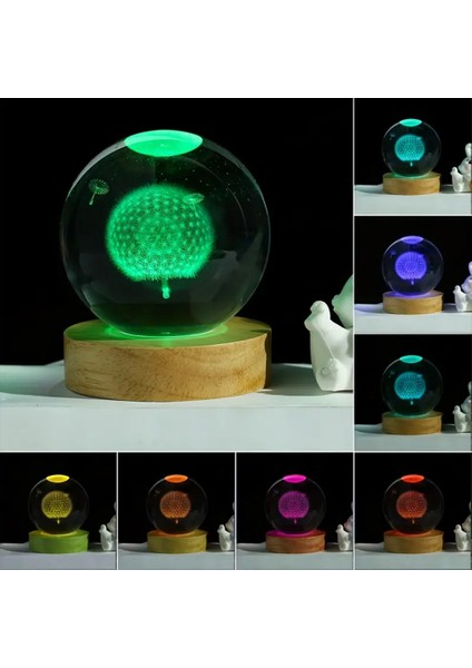 Isme Özel Büyük Boy Işıklı Ahşap Kaideli Karahindiba Temalı Cam Küre 8cm fiyatları