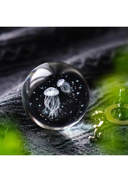 Metal Ayaklı Deniz Anası Tasarımlı 3D Cam Küre 6cm modelleri