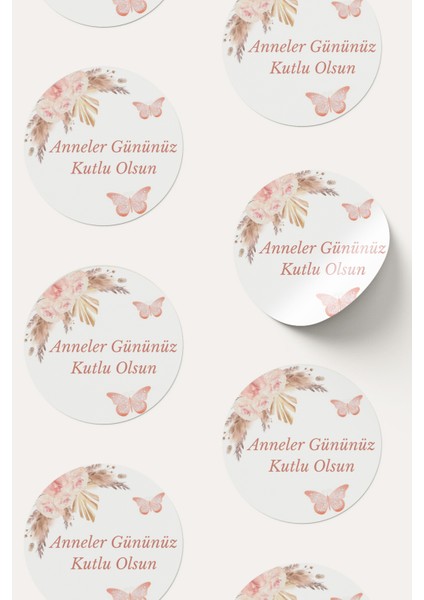 Anneler Gününüz Kutlu Olsun Yazılı Sticker Paketleme Kargo Ambalaj Etiketi - 4X4CM 70 Adet fırsatları