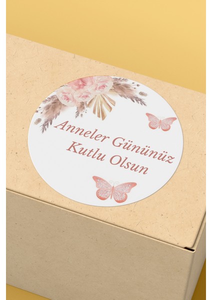 Anneler Gününüz Kutlu Olsun Yazılı Sticker Paketleme Kargo Ambalaj Etiketi - 4X4CM 70 Adet