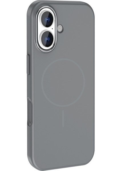 iPhone 17 Kılıf M-Safe Şarj Özellikli Metal Kamera Çerçeveli Ecrz Edi Silikon Kapak - Titanyum-Gri