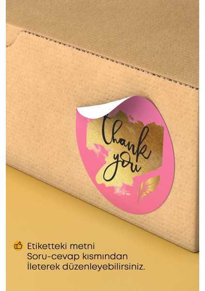 Thank You Yazılı Sticker Paketleme Kargo Ambalaj Etiketi - 4X4CM 70 Adet fiyatları