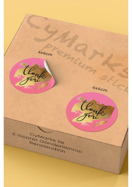 Thank You Yazılı Sticker Paketleme Kargo Ambalaj Etiketi - 4X4CM 70 Adet modelleri