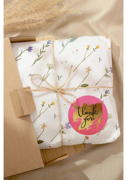 Thank You Yazılı Sticker Paketleme Kargo Ambalaj Etiketi - 4X4CM 70 Adet indirimleri