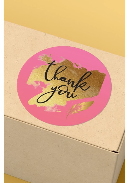 Thank You Yazılı Sticker Paketleme Kargo Ambalaj Etiketi - 4X4CM 70 Adet