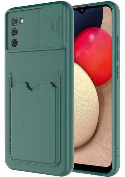 Galaxy A02S Kılıf ​aden Kartix Kapak-Koyu Yeşil