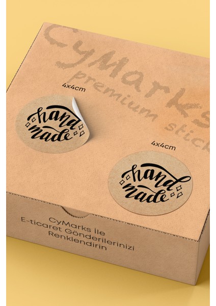 Hand Made Yazılı Sticker Paketleme Kargo Ambalaj Etiketi - 4X4CM 70 Adet fiyatları