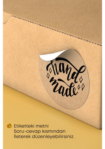 Hand Made Yazılı Sticker Paketleme Kargo Ambalaj Etiketi - 4X4CM 70 Adet indirimleri