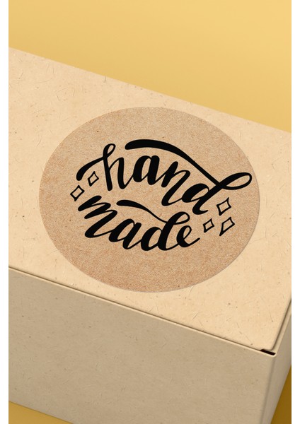Hand Made Yazılı Sticker Paketleme Kargo Ambalaj Etiketi - 4X4CM 70 Adet