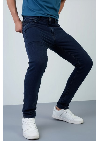 Likralı Lacivert Normal Bel Boru Paça Erkek Kot Pantolon Erkek Pantolon Lacivert Erkek Kot Pantolon modelleri