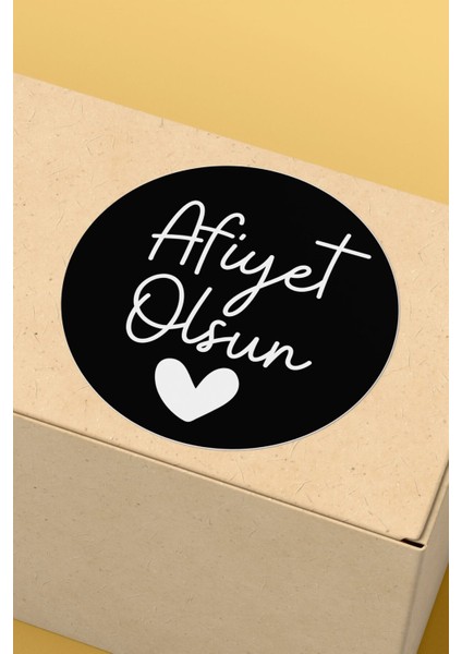 Afiyet Olsun Yazılı Sticker Restoran Gıda Paketleme Kargo Ambalaj Etiketi - 4X4CM 70 Adet