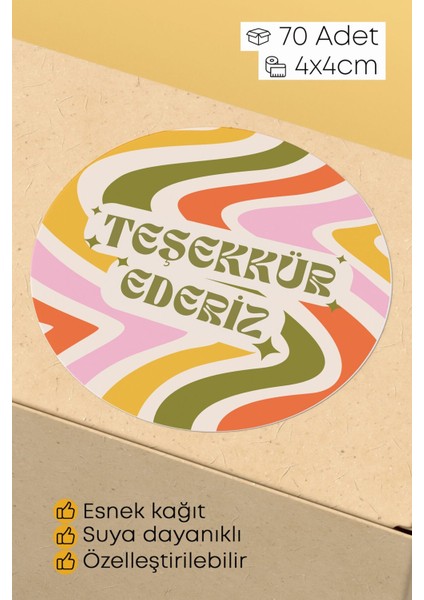 Kadın Girişimci Paketleme Ambalaj Kargo Ürün Etiketi Yapışkanlı Sticker - 4X4CM 70 Adet