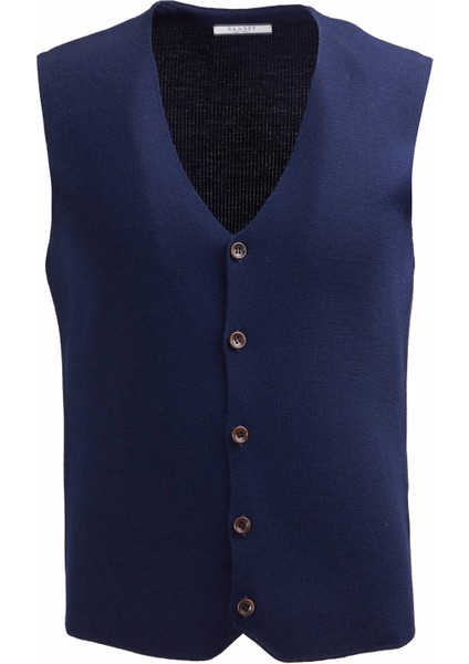 Lacivert Regular Fit V Yaka Casual Örme Triko Yelek indirimleri