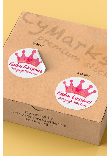 Kadının Girişimci Temalı Sticker Paketleme Kargo Ambalaj Etiketi - 4X4CM 70 Adet Yuvarlak fiyatları