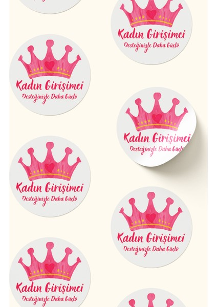 Kadının Girişimci Temalı Sticker Paketleme Kargo Ambalaj Etiketi - 4X4CM 70 Adet Yuvarlak fırsatları