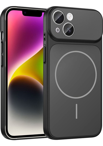 iPhone 14 Kılıf Hzrv M-Safe Şarj Özellikli Kamera Korumalı Formen Kapak - Siyah
