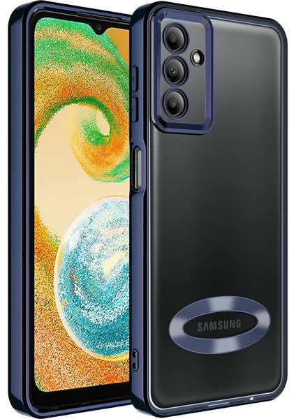 Galaxy A14 Kılıf Kamera Korumalı Logo Gösteren Aden Omega Kapak-Lacivert