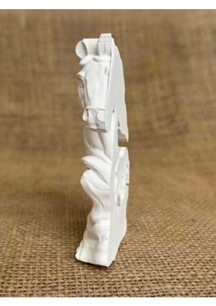 At Duvar Dekoru Heykel, Beyaz Renk Yüksek Kaliteli Malzeme El Yapımı Minimalist Heykel Duvar Dekoru, Hediyelik Duvar Dekoru, Ev Dekoru (12x8 cm)