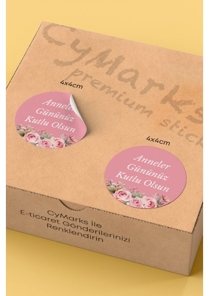 Anneler Gününüz Kutlu Olsun Yazılı Sticker Paketleme Kargo Ambalaj Etiketi - 4X4CM 70 Adet fiyatları