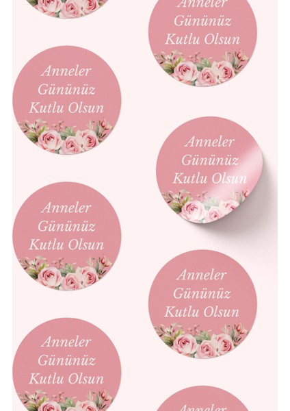 Anneler Gününüz Kutlu Olsun Yazılı Sticker Paketleme Kargo Ambalaj Etiketi - 4X4CM 70 Adet fırsatları