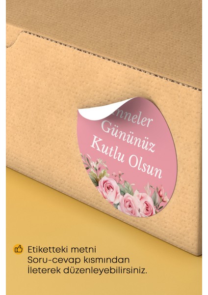 Anneler Gününüz Kutlu Olsun Yazılı Sticker Paketleme Kargo Ambalaj Etiketi - 4X4CM 70 Adet indirimleri