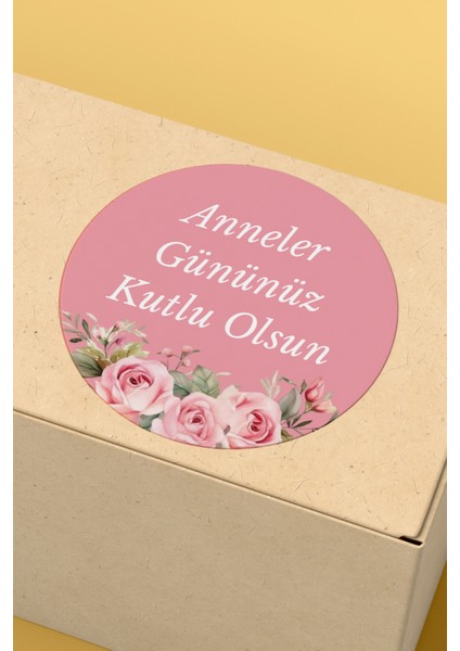 Anneler Gününüz Kutlu Olsun Yazılı Sticker Paketleme Kargo Ambalaj Etiketi - 4X4CM 70 Adet