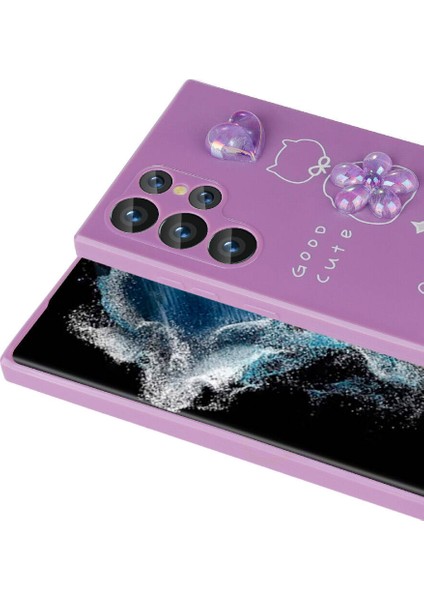 Galaxy S23 Ultra Kılıf Kabartma Figürlü Parlak Aden Toys Silikon Kapak-Pembe fiyatları