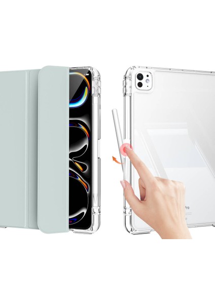 ​​apple iPad Pro 13 2024 Kılıf Magnetik Ayrılabilen Airbagli Uyumlu Aden Sliding Tablet Kılıfı-Siyah indirimleri