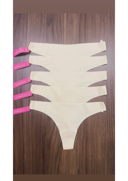 5 Adet 1 Paket Ten Rengi Basic Klasik Lazer Kesim Kadın Tanga Külot