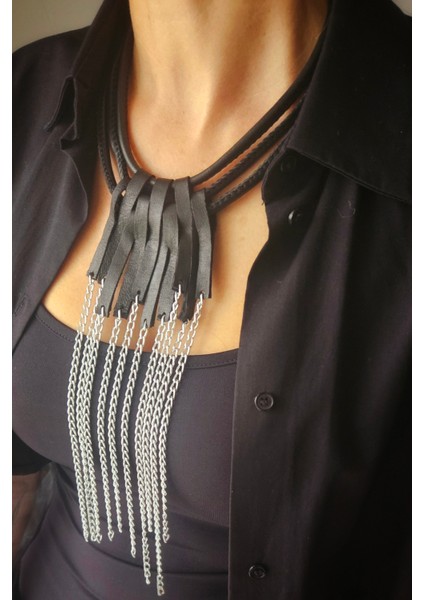 Hakiki Deri Siyah Zincir Kolye fiyatları