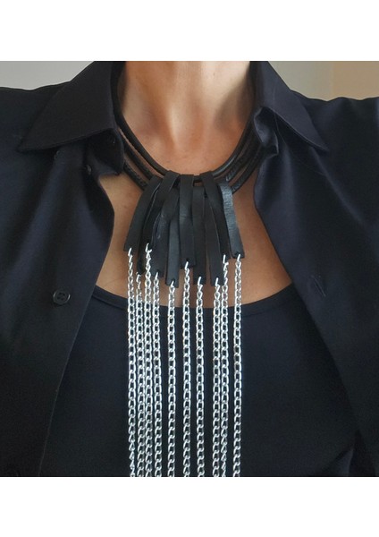 Hakiki Deri Siyah Zincir Kolye indirimleri