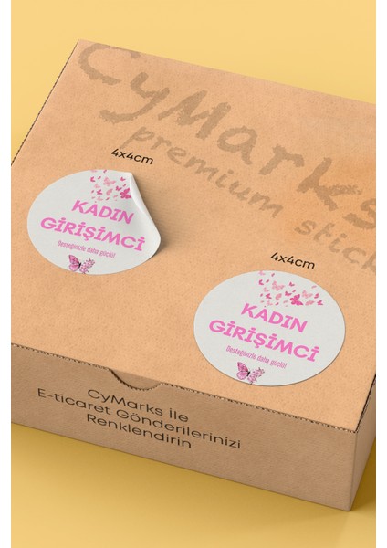 Kadının Girişimci Temalı Sticker Paketleme Kargo Ambalaj Etiketi - 4X4CM 70 Adet Yuvarlak fiyatları