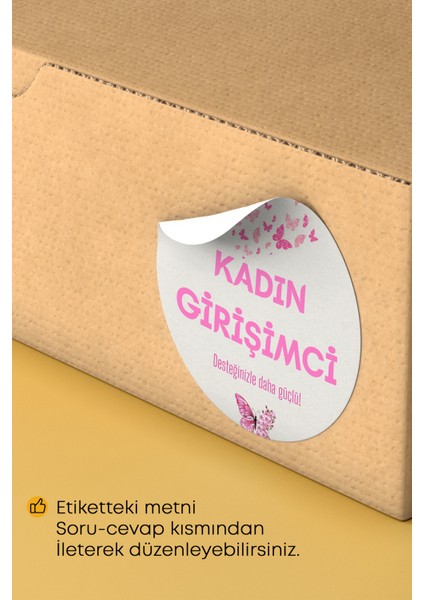 Kadının Girişimci Temalı Sticker Paketleme Kargo Ambalaj Etiketi - 4X4CM 70 Adet Yuvarlak modelleri