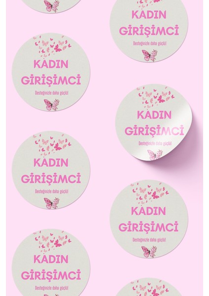 Kadının Girişimci Temalı Sticker Paketleme Kargo Ambalaj Etiketi - 4X4CM 70 Adet Yuvarlak fırsatları