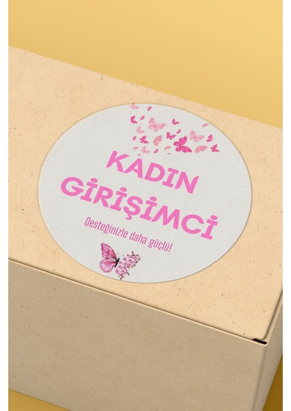 Kadının Girişimci Temalı Sticker Paketleme Kargo Ambalaj Etiketi - 4X4CM 70 Adet Yuvarlak