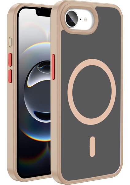 iPhone 16E Kılıf M-Safe Şarj Özellikli Mat Arka Yüzey Hzrv Sio Kapak - Rose Gold