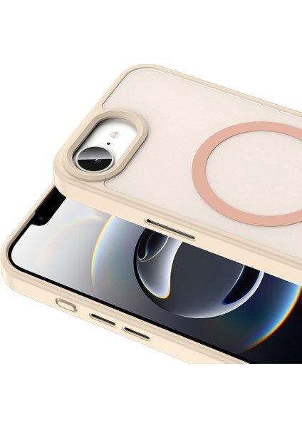 iPhone 16E Kılıf M-Safe Şarj Özellikli Mat Arka Yüzey Hzrv Sio Kapak - Rose Gold