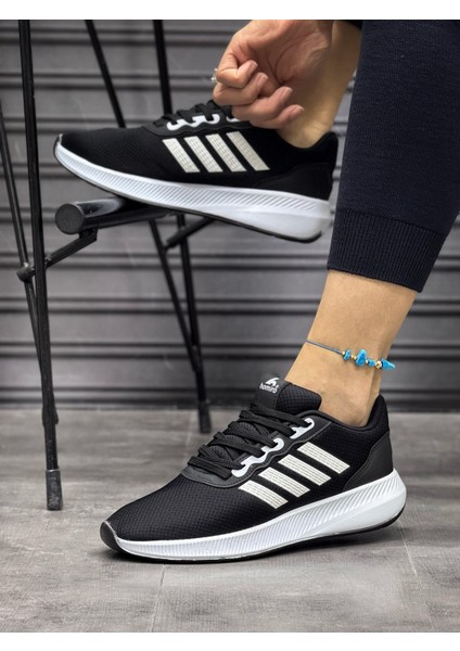 Unisex Fuspetli Poli Taban Spor Ayakkabı-Siyah-Beyaz fiyatları