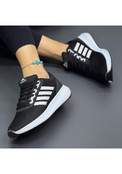 Unisex Fuspetli Poli Taban Spor Ayakkabı-Siyah-Beyaz modelleri