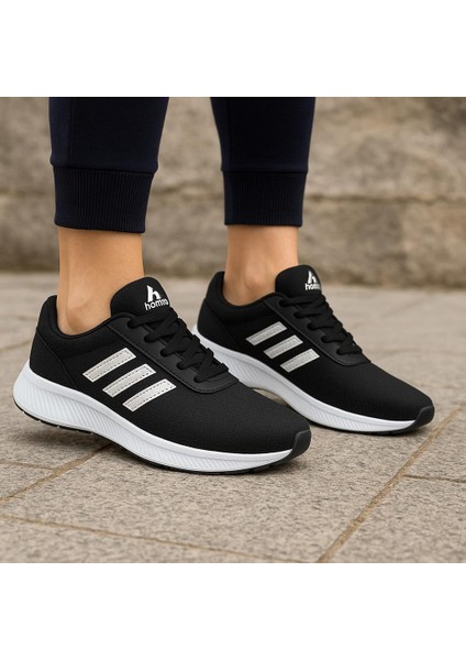 Unisex Fuspetli Poli Taban Spor Ayakkabı-Siyah-Beyaz fırsatları