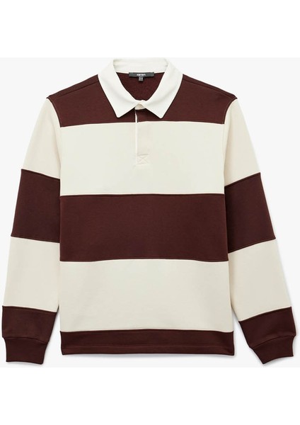 Çizgili Bordo Erkek Sweatshirt 6WAM70067MK
