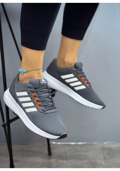 Unisex Fuspetli Poli Taban Spor Ayakkabı-Füme-Beyaz