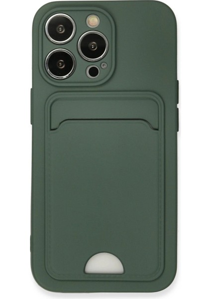 iPhone 13 Pro Kılıf Kelvin Kartvizitli Silikon - Koyu Yeşil - NHR3031-7500